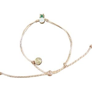 Pura Vida Pineapple Charm Bracelet in Gold and Tan